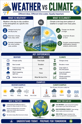 Weather vs Climate I High School I Infographic