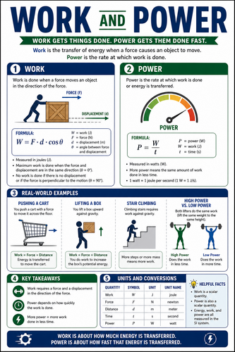 Work and Power I High School I Infographic