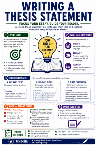 Writing a Thesis Statement I High School I Infographic