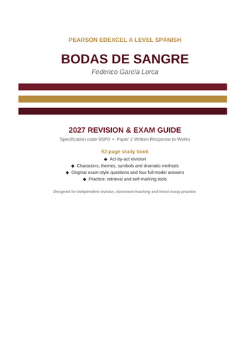 Pearson Edexcel A Level Spanish 9SP0 – Bodas de sangre 2027 Revision & Exam Guide
