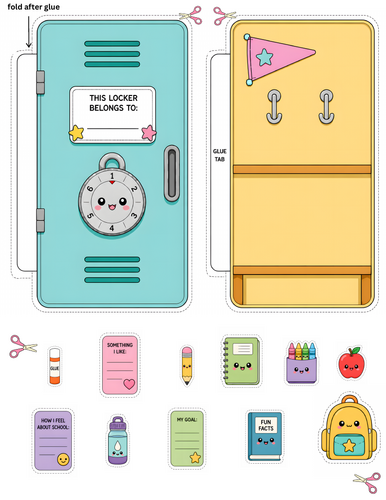 All About Me Locker craftivity |  Art crafts activity School All About Me Locker craftivity |