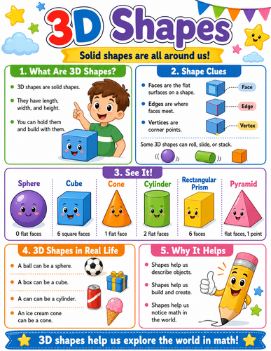 3D Shapes I Elementary School I Infographic