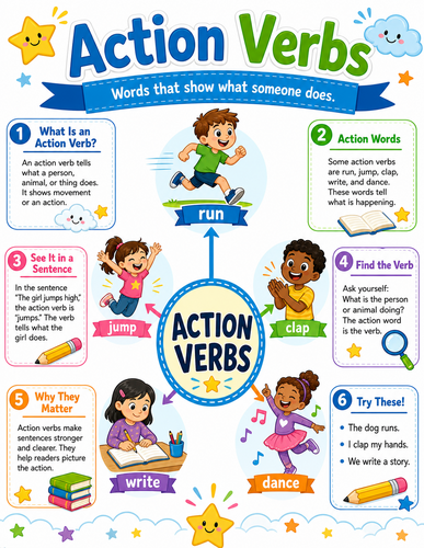 Action Verbs I Elementary School I Infographic