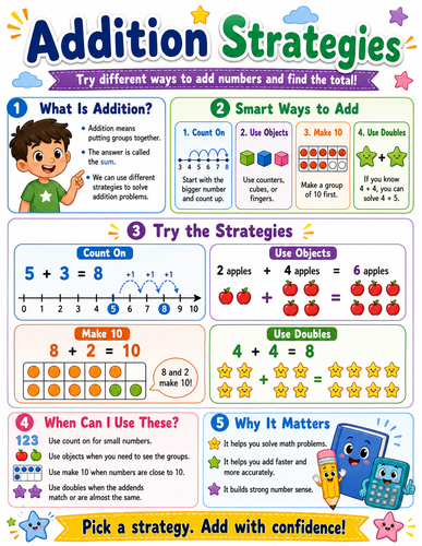 Addition Strategies I Elementary School I Infographic
