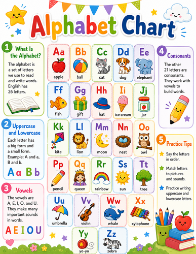 Alphabet Chart I Elementary School I Infographic