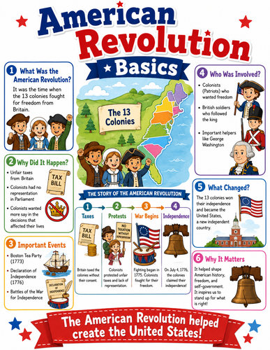 American Revolution I Elementary School I Infographic