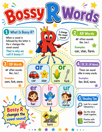 Bossy R words I Elementary School I Infographic