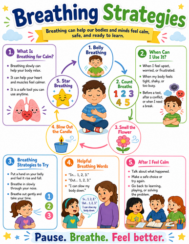 Breathing Strategies I Elementary School I Infographic