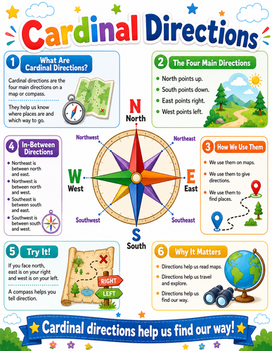 Cardinal Directions I Elementary School I Infographic