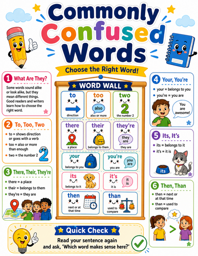 Commonly Confused Words I Elementary School I Infographic