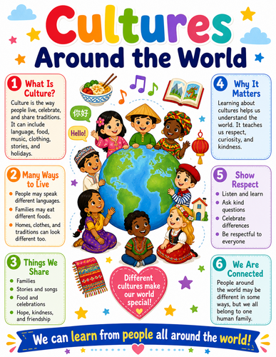 Cultures Around the World I Elementary School I Infographic