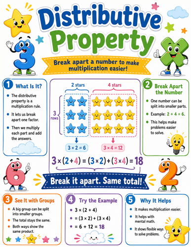 Distributive Property I Elementary School I Infographic