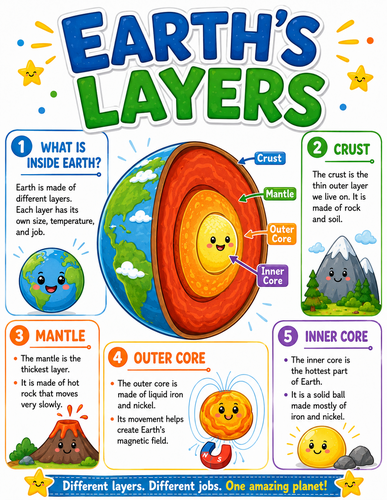 Earth's Layers I Elementary School I Infographic