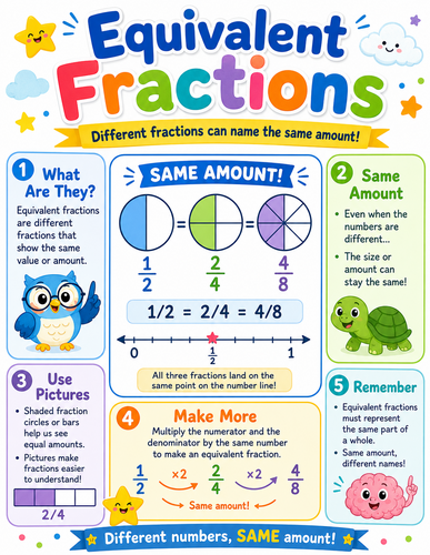 Equivalent Fractions I Elementary School I Infographic