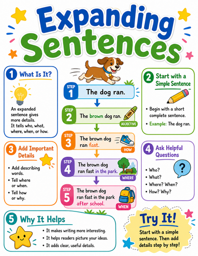 Expanding Sentences I Elementary School I Infographic