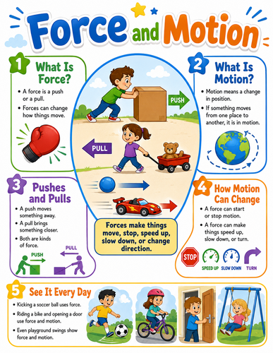 Force and Motion I Elementary School I Infographic