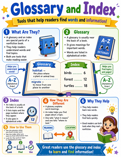 Glossary and Index I Elementary School I Infographic