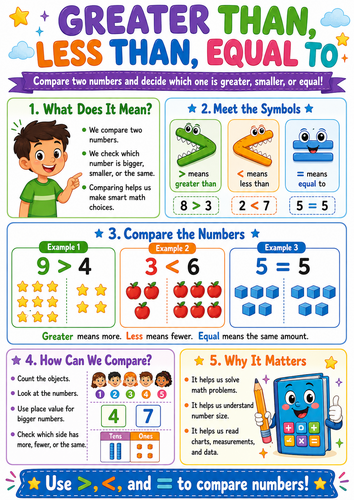 Greater Than, Less Than, Equal To I Elementary School I Infographic