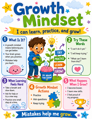 Growth Mindset I Elementary School I Infographic