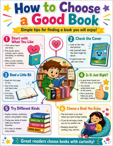 How to choose a good book I Elementary School I Infographic