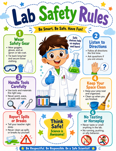 Lab Safety Rules I Elementary School I Infographic