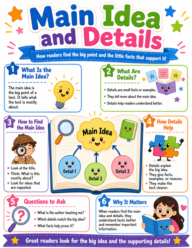 Main Idea and Details I Elementary School I Infographic
