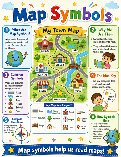 Map Symbols I Elementary School I Infographic