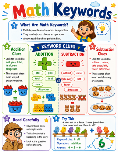 Math Keywords I Elementary School I Infographic
