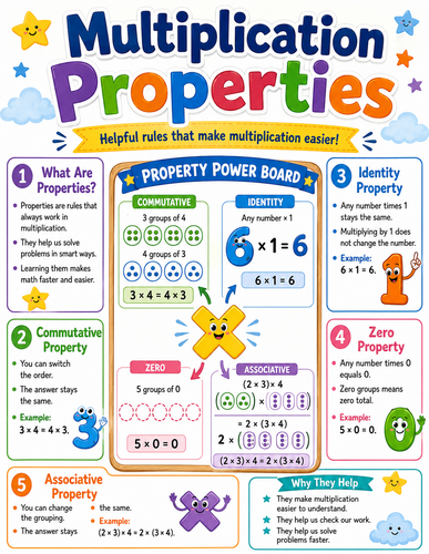 Multiplication Properties I Elementary School I Infographic