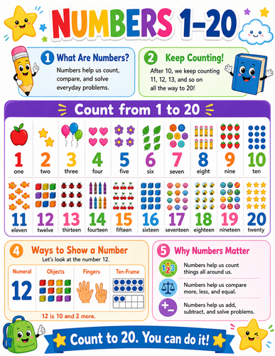 Numbers 1-20 I Elementary School I Infographic