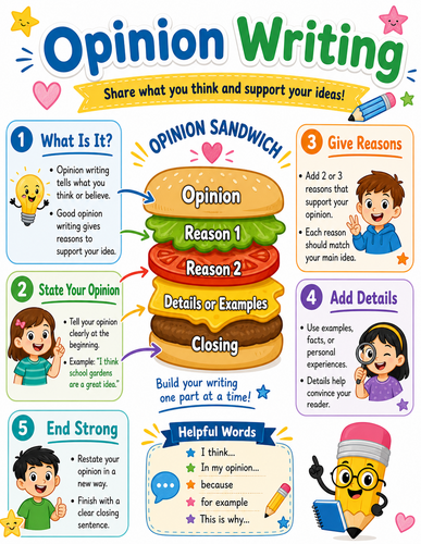 Opinion Writing I Elementary School I Infographic