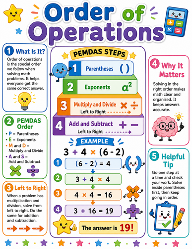 Order of Operations I Elementary School I Infographic