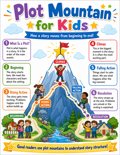 Plot Mountain for Kids I Elementary School I Infographic