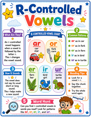 R-Controlled Vowels I Elementary School I Infographic
