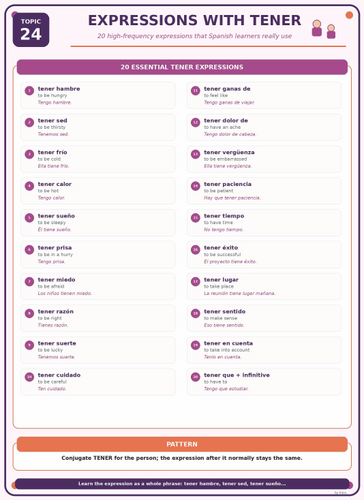 Spanish Expressions with Tener Poster