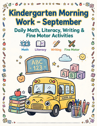 Kindergarten September Morning Work | Daily Math & Literacy Worksheets