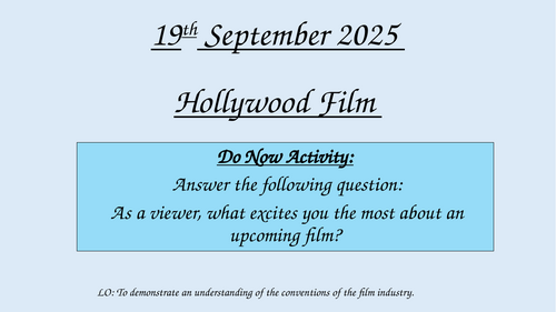 WJEC Media Studies Unit 2 Hollywood Film Scheme of Work