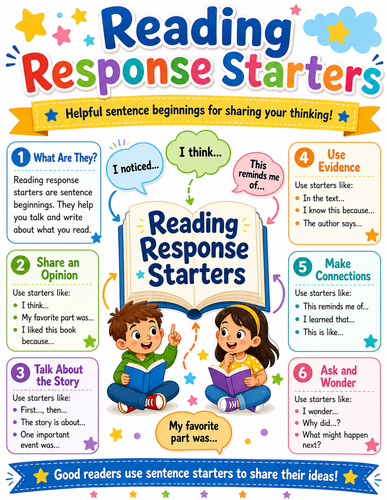 Reading Response Starters I Elementary School I Infographic