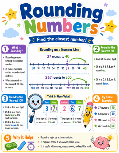 Rounding Numbers I Elementary School I Infographic