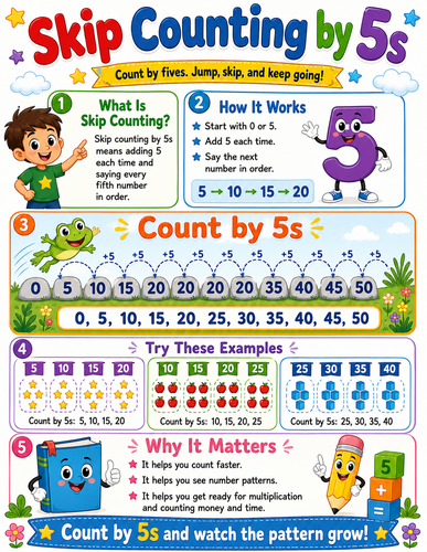 Skip Counting by 5s I Elementary School I Infographic