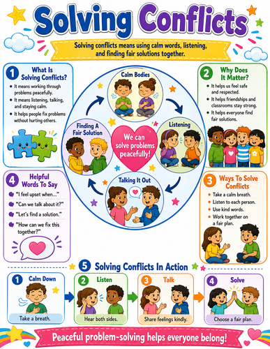 Solving Conflicts I Elementary School I Infographic