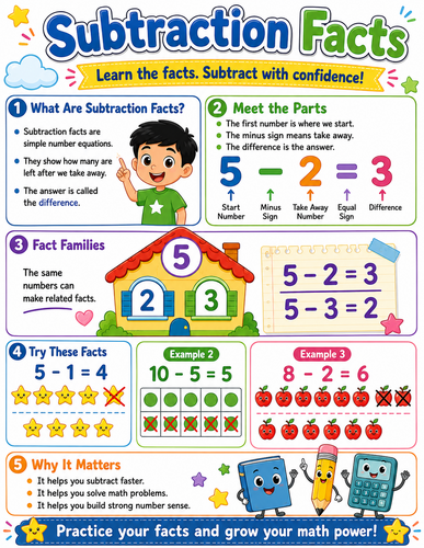 Subtraction Facts I Elementary School I Infographic