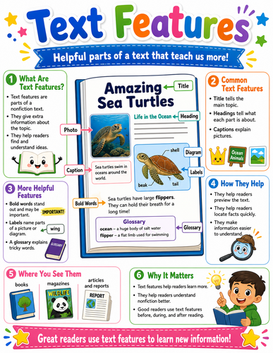 Text Features I Elementary School I Infographic
