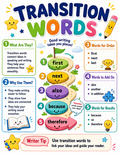 Transition Words I Elementary School I Infographic