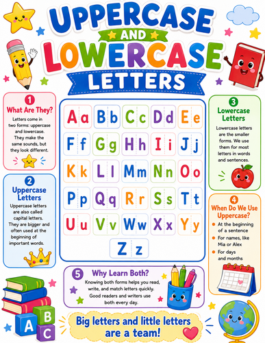 Uppercase and Lowercase Letters I Elementary School I Infographic