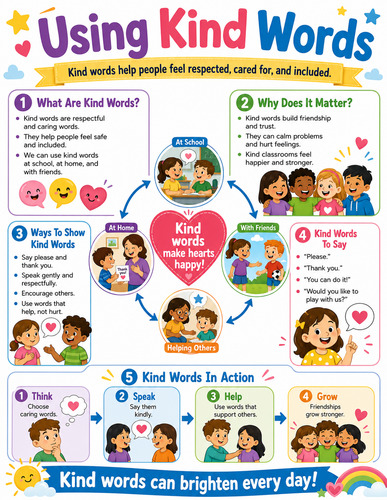 Using Kind Words I Elementary School I Infographic