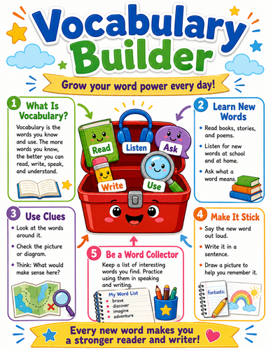 Vocabulary Builder I Elementary School I Infographic