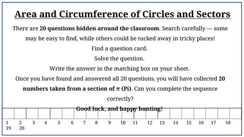 Area and Circumference of Circles and Sectors l Code Breaker l Y9 and KS4
