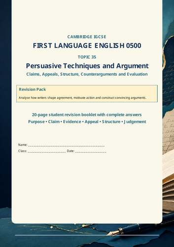 Cambridge IGCSE English 0500 Persuasive Techniques and Argument Revision Booklet