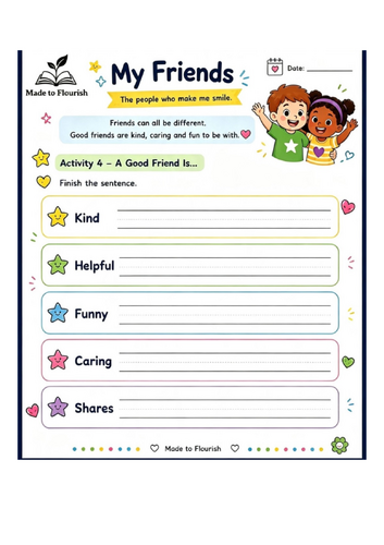 A Good Friend Is... Worksheet | EYFS | PSHE